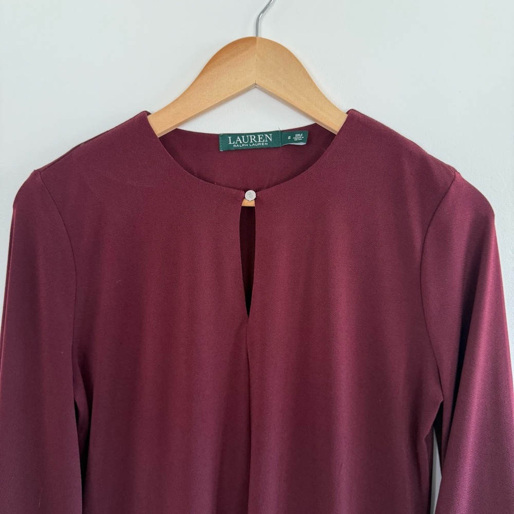 Lauren Ralph Lauren Women’s‎ Keyhole Neck Tunic Top Burgundy Size M - Picture 3 of 10